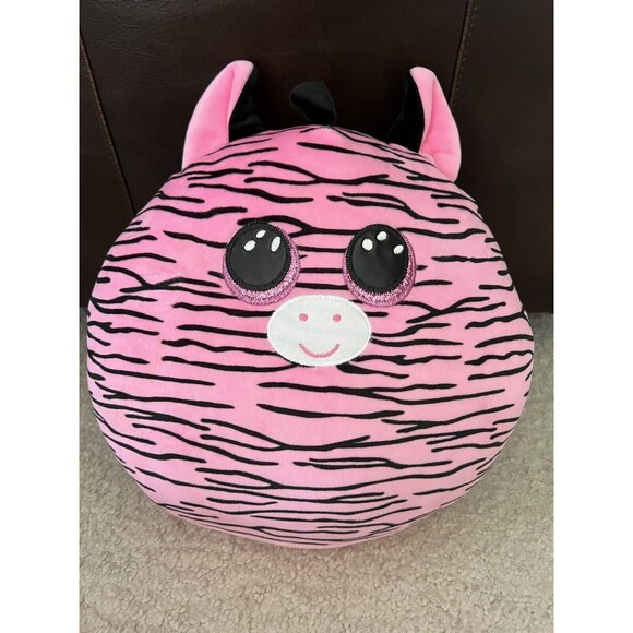 Ty Zoey Large Plush Pink Black SquishSuper Soft 14 in Sparkle Eyes Travel Pillow - Picture 1 of 11